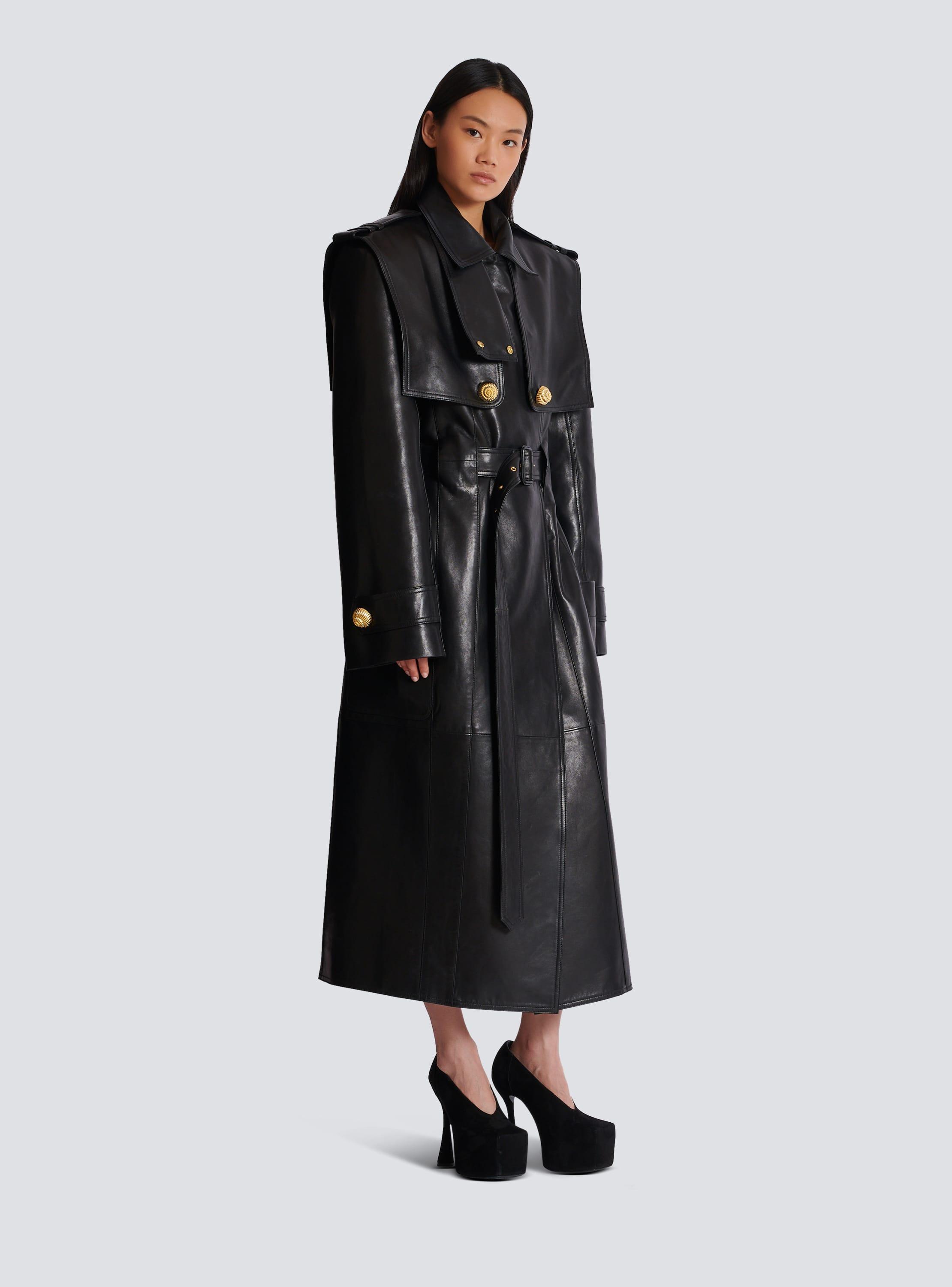 Belted trench coat in lambskin leather product image