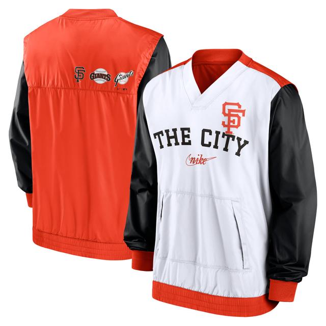 Mens Nike /Orange San Francisco Giants Rewind Warmup V-Neck Pullover Jacket Product Image