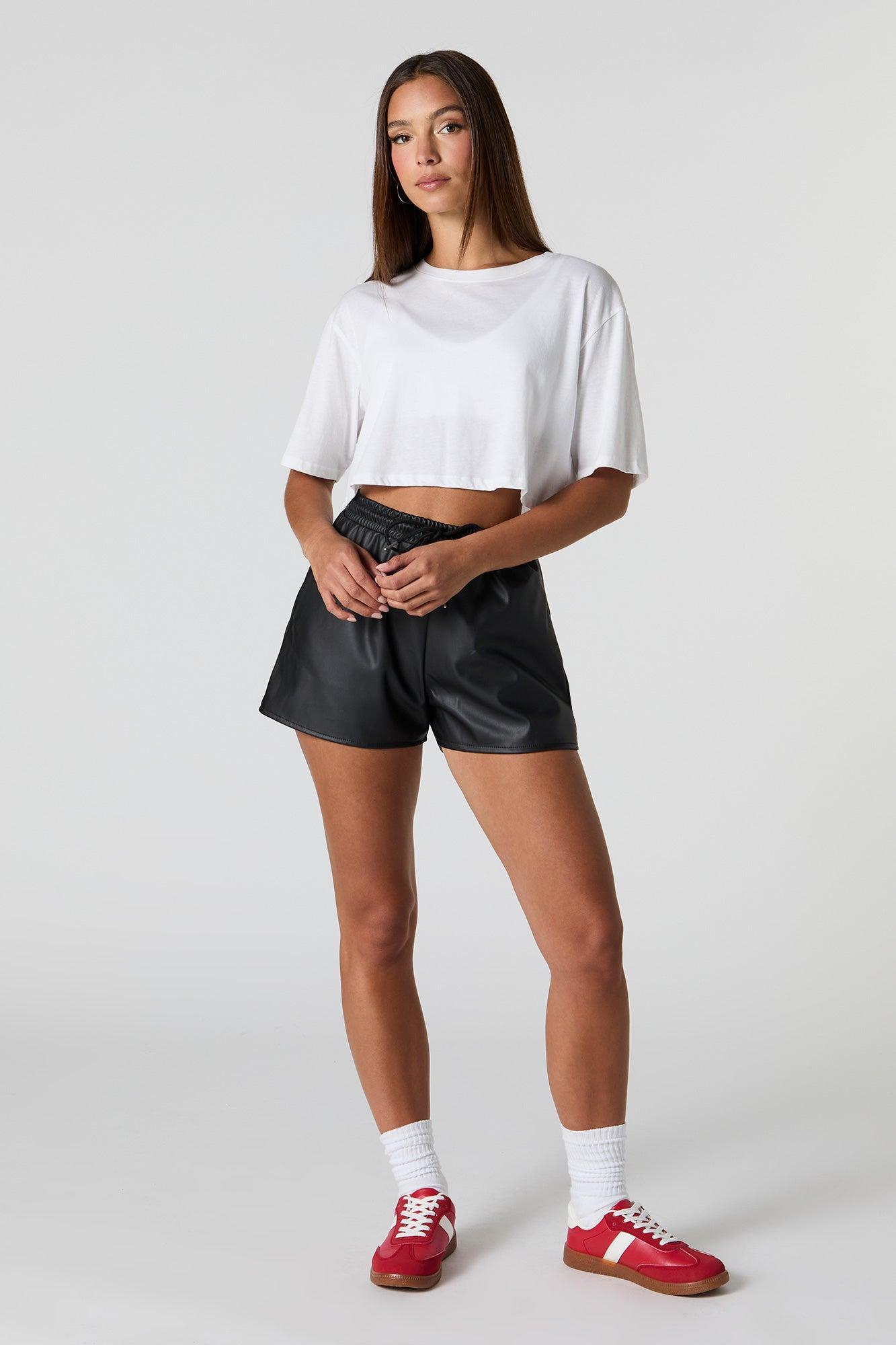 Faux Leather Drawstring Short Female Product Image