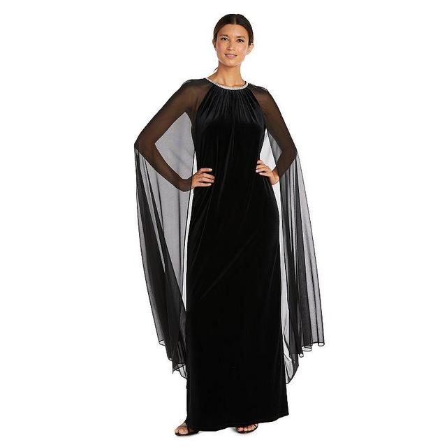 R  M Richards Chiffon Capelet Embellished Round Neck Gown Product Image