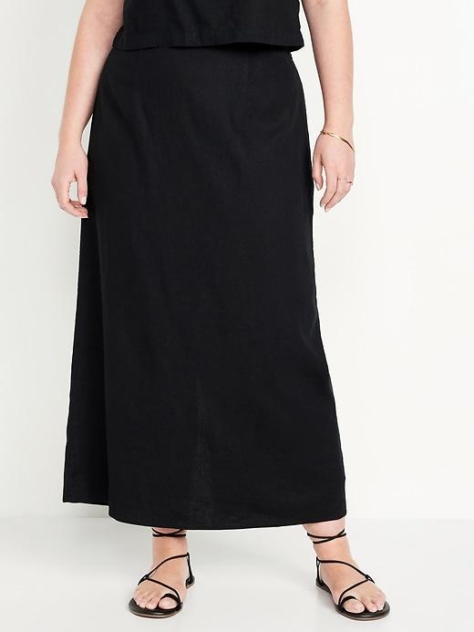 High-Waisted Linen-Blend Maxi Skirt Product Image