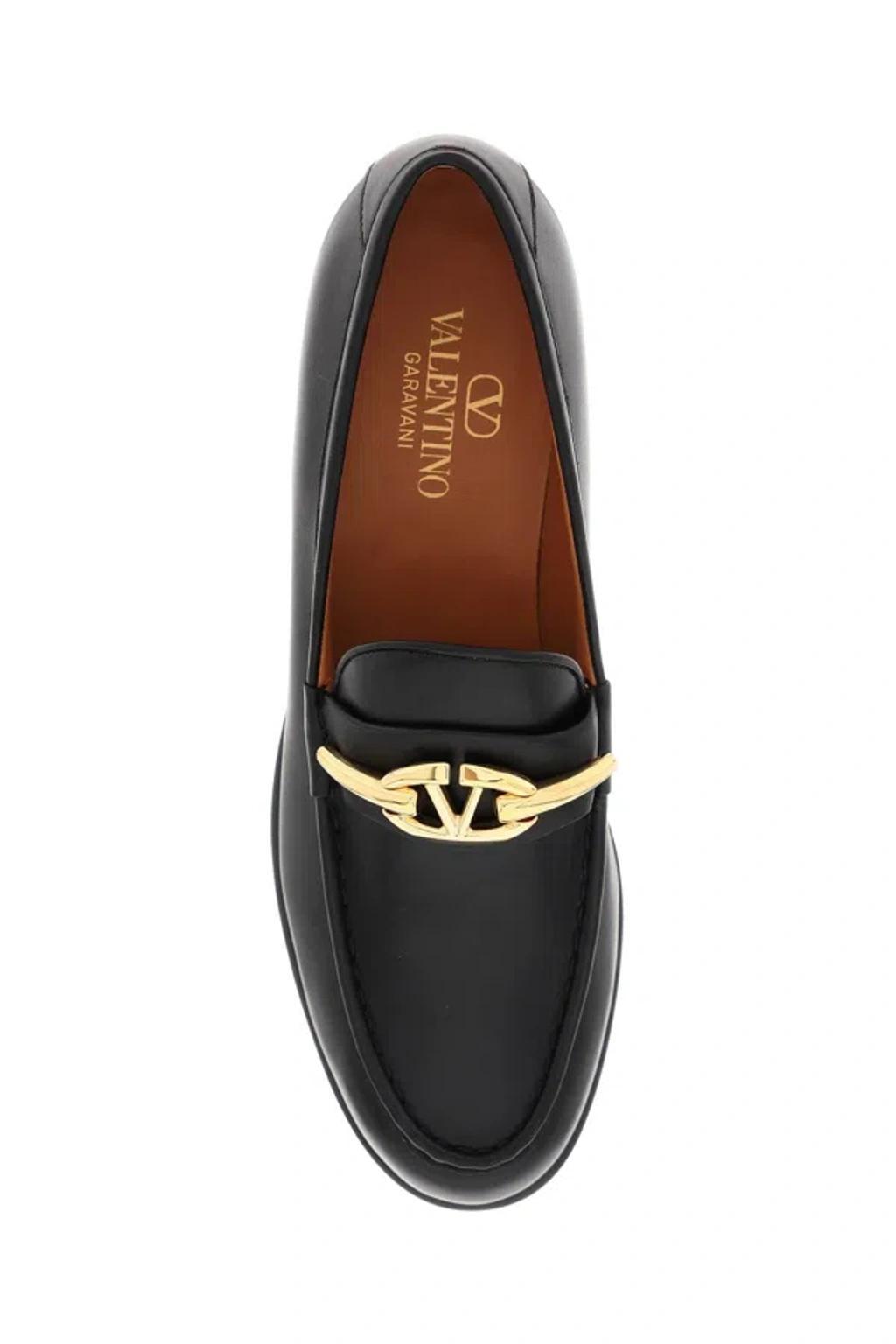 VALENTINO GARAVANI Ivory Leather Signature Loafer In Black Product Image