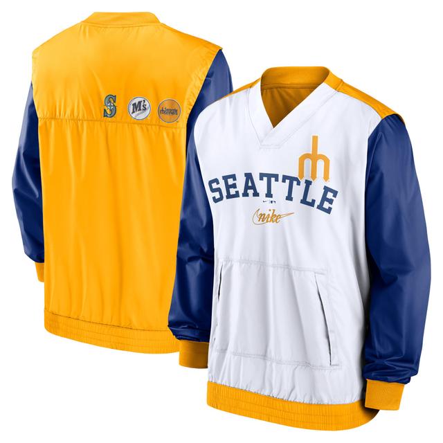 Mens Nike /Gold Seattle Mariners Rewind Warmup V-Neck Pullover Jacket Product Image