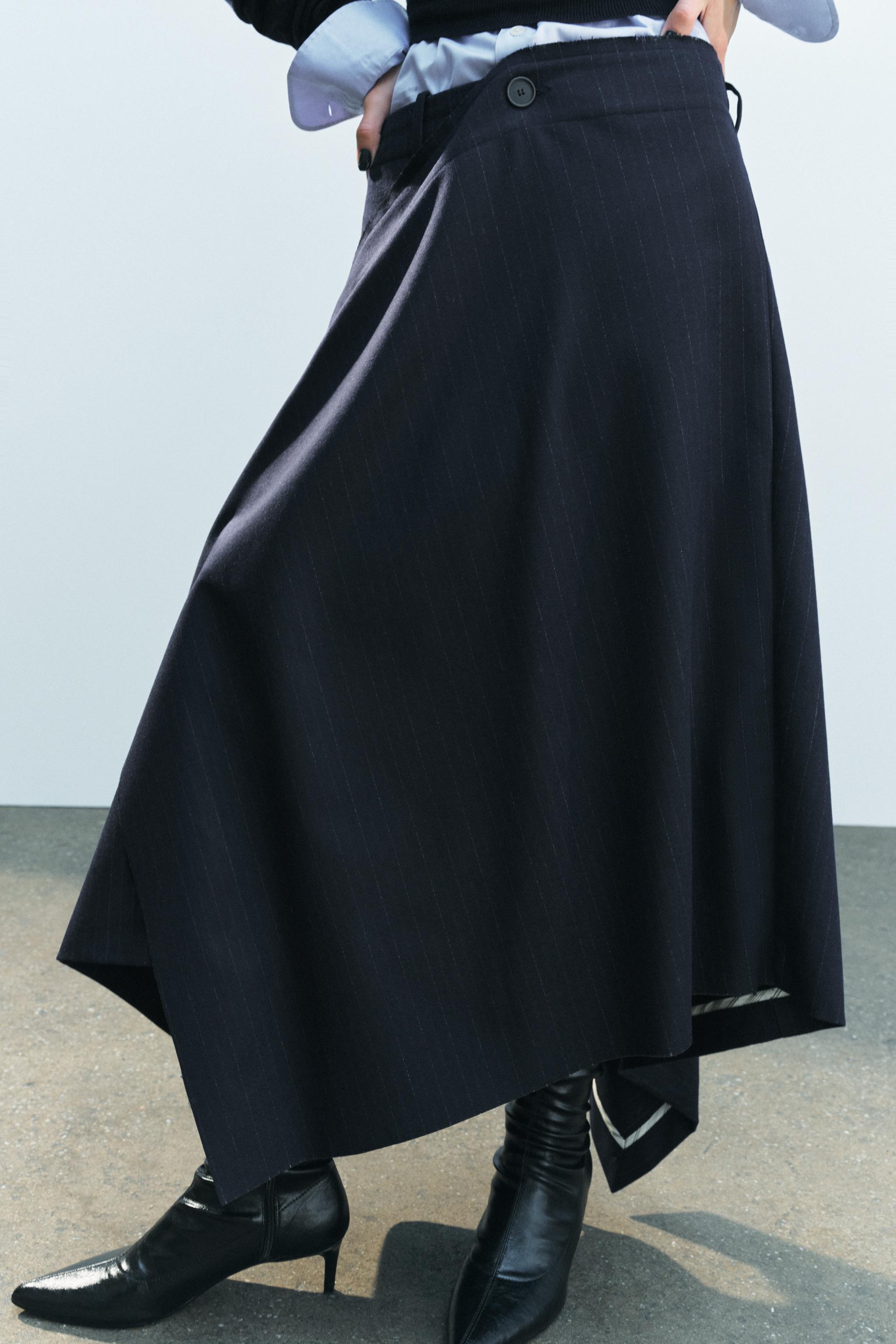 PINSTRIPE ASYMMETRIC SKIRT ZW COLLECTION Product Image