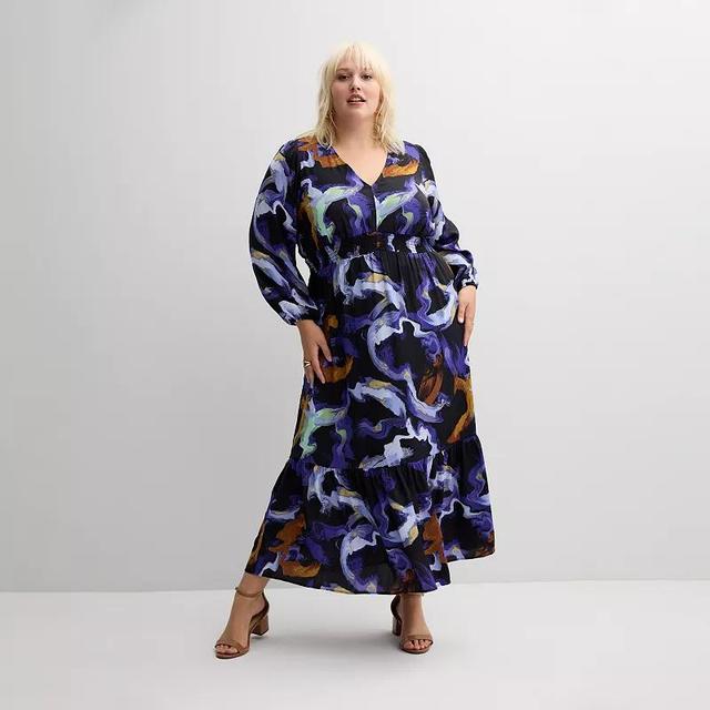 Plus Size Nine West V-Neck Midi Dress, Womens Product Image