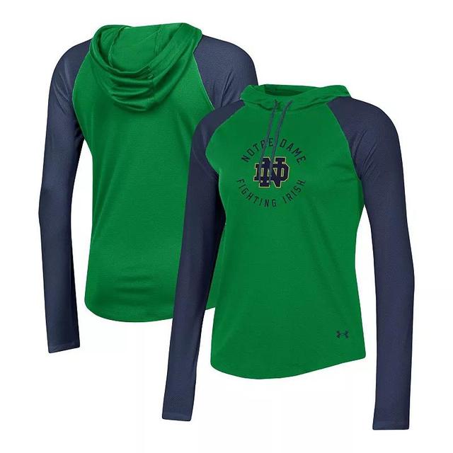 Womens Under Armour Notre Dame Fighting Irish Gameday Mesh Performance Raglan Hooded Long Sleeve T-Shirt Product Image