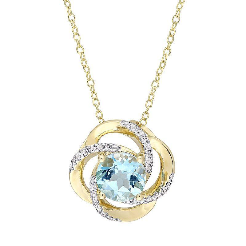 Stella Grace Gold Tone Sterling Silver Blue & White Topaz Swirl Pendant Necklace, Womens Product Image