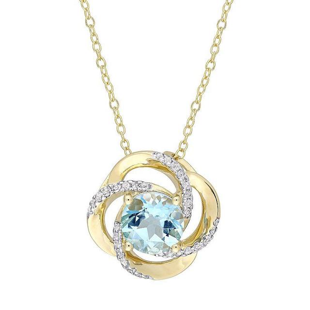 Stella Grace Gold Tone Sterling Silver Blue & White Topaz Swirl Pendant Necklace, Womens Product Image