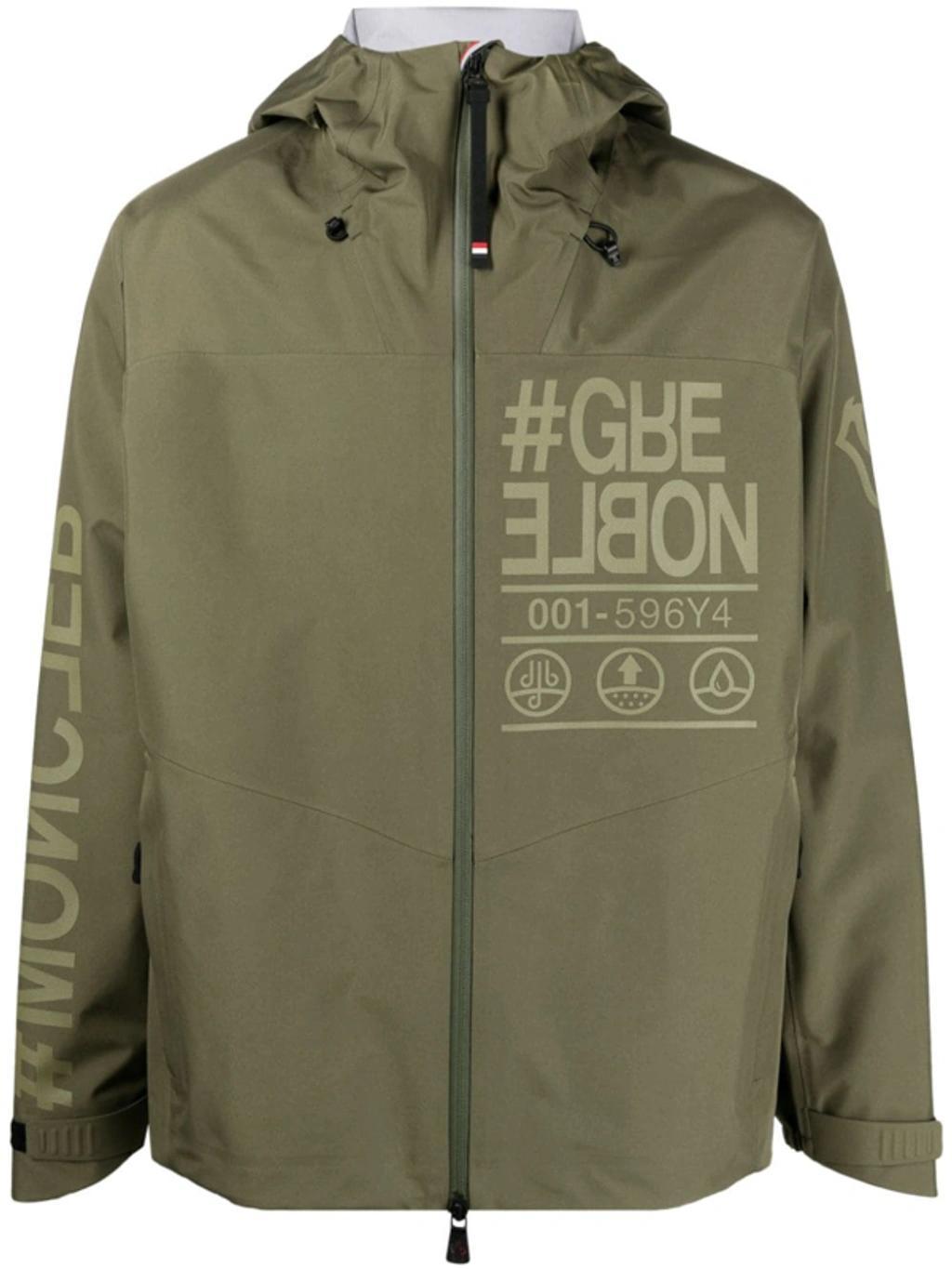 MONCLER Fel Logo-print Hooded Jacket In Khaki Product Image