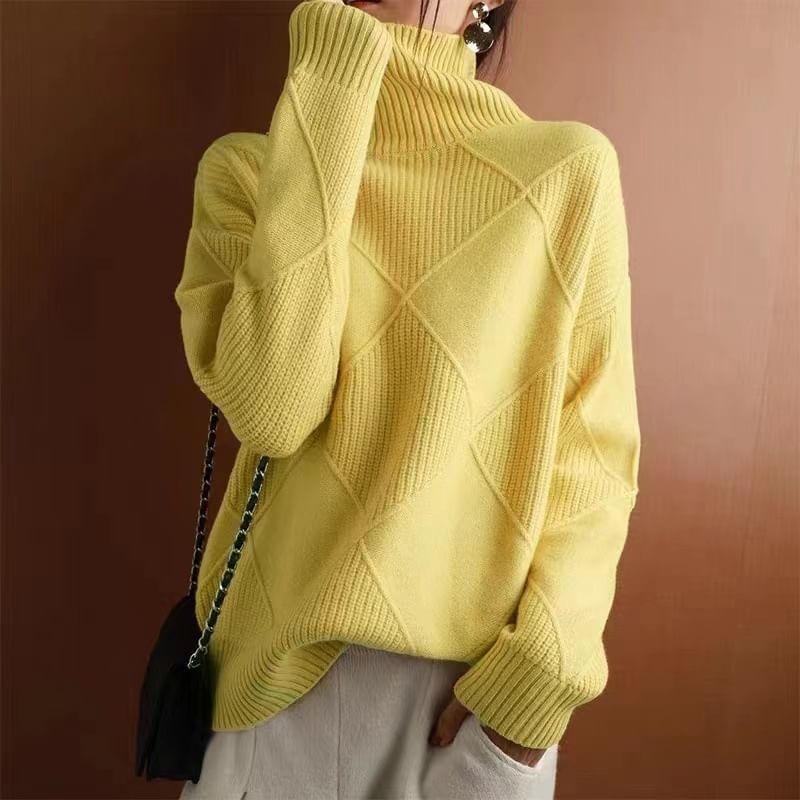 Turtleneck Plain Sweater Product Image