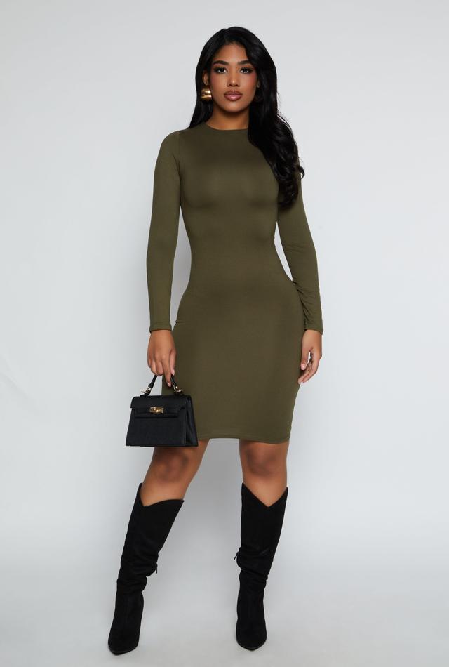 Womens High Neck Long Sleeve Midi Dress Product Image