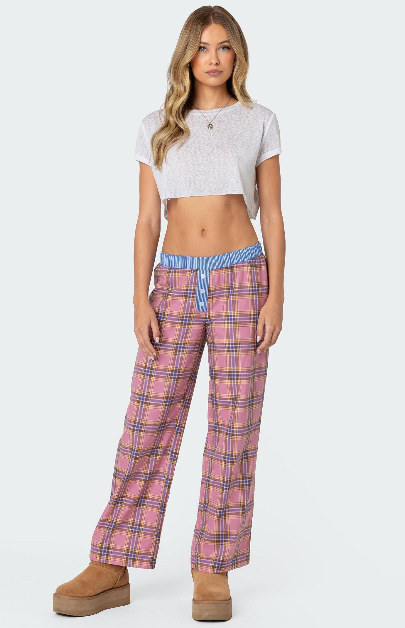 Edikted Women's Plaid & Stripe Pants Product Image