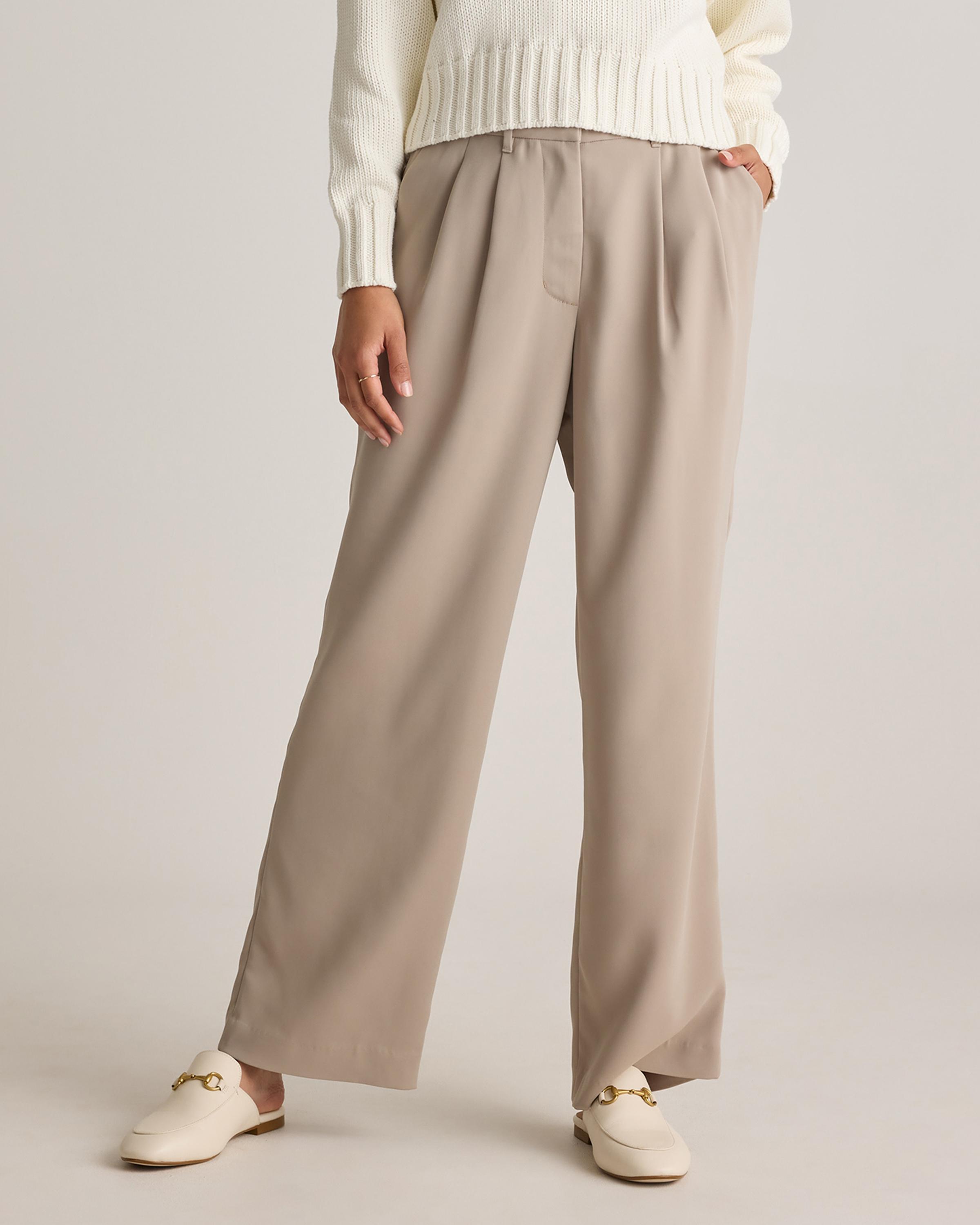 Stretch Crepe Pleated Wide Leg Pants product image