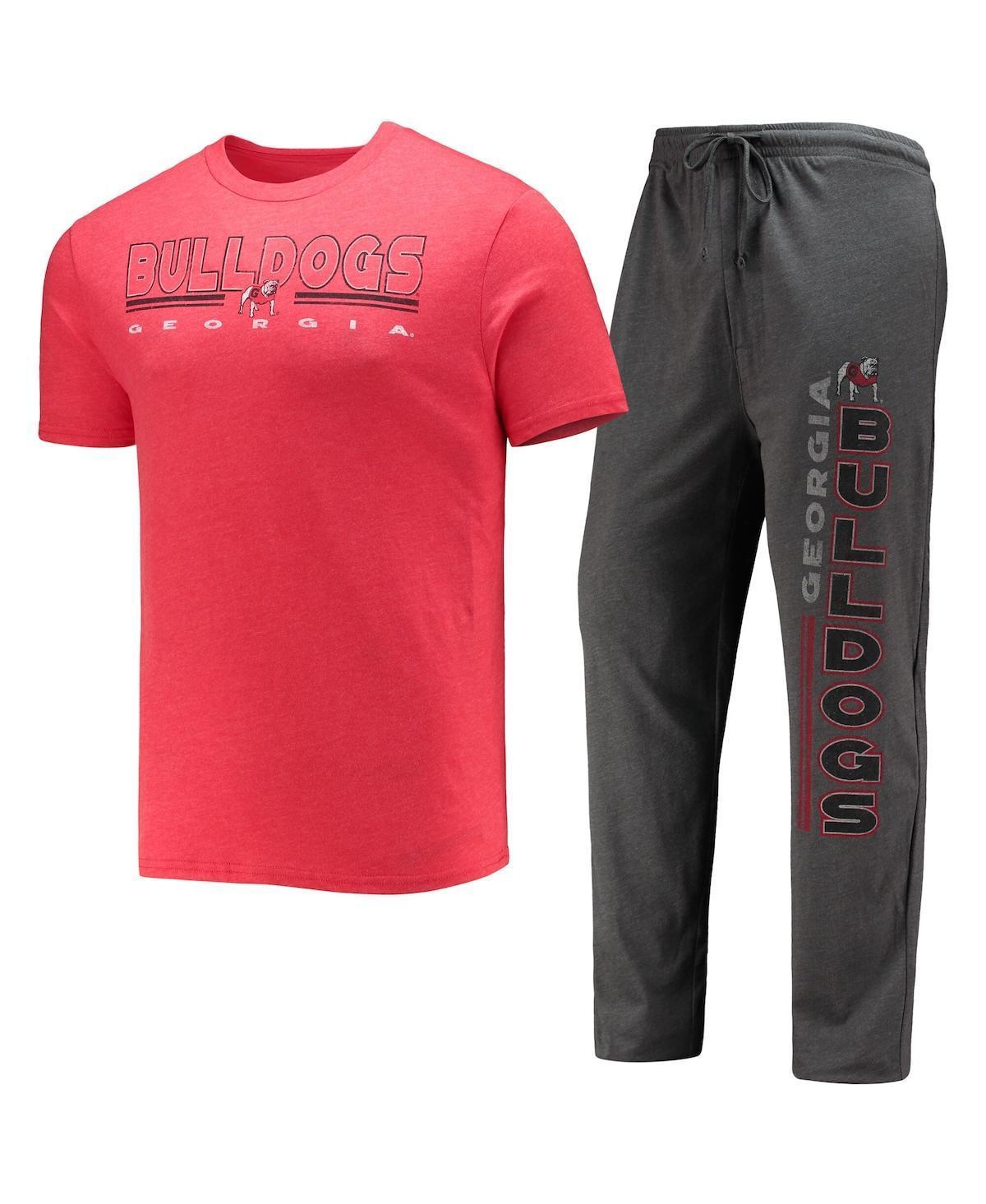 Mens Concepts Sport Heathered Charcoal/Red Georgia Bulldogs Meter T-Shirt & Pants Sleep Set Product Image