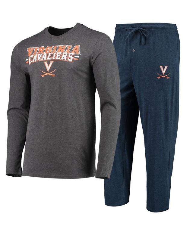 Mens Concepts Sport Navy/Heathered Charcoal Virginia Cavaliers Meter Long Sleeve T-Shirt & Pants Sleep Set Product Image