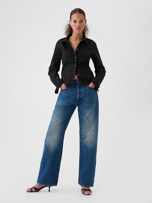 Cropped Denim Shirt Product Image