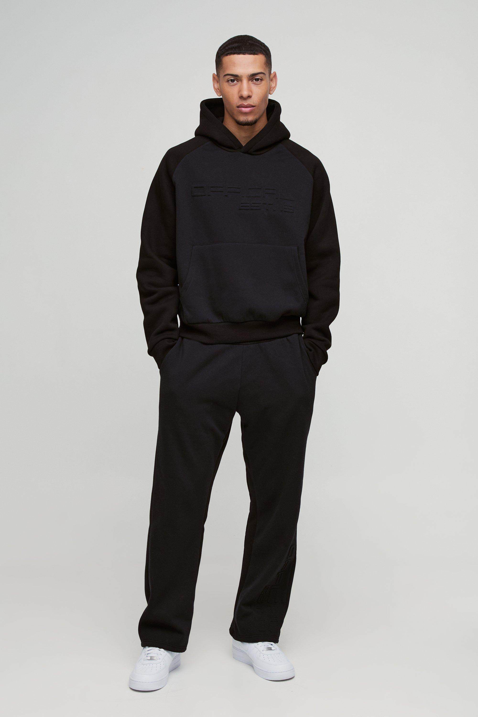 Oversized Boxy Official Embossed Colour Block Hooded Tracksuit | boohooMAN USA product image