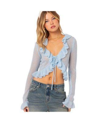 Womens Ryleigh ruffled tie front cardigan Product Image