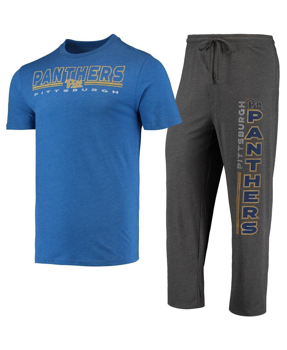 Mens Concepts Sport Heathered Charcoal/Royal Pitt Panthers Meter T-Shirt & Pants Sleep Set Grey Product Image