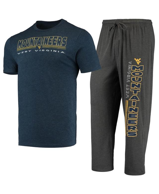 Mens Concepts Sport Heathered Charcoal/Navy West Virginia Mountaineers Meter T-Shirt & Pants Sleep Set Grey Product Image