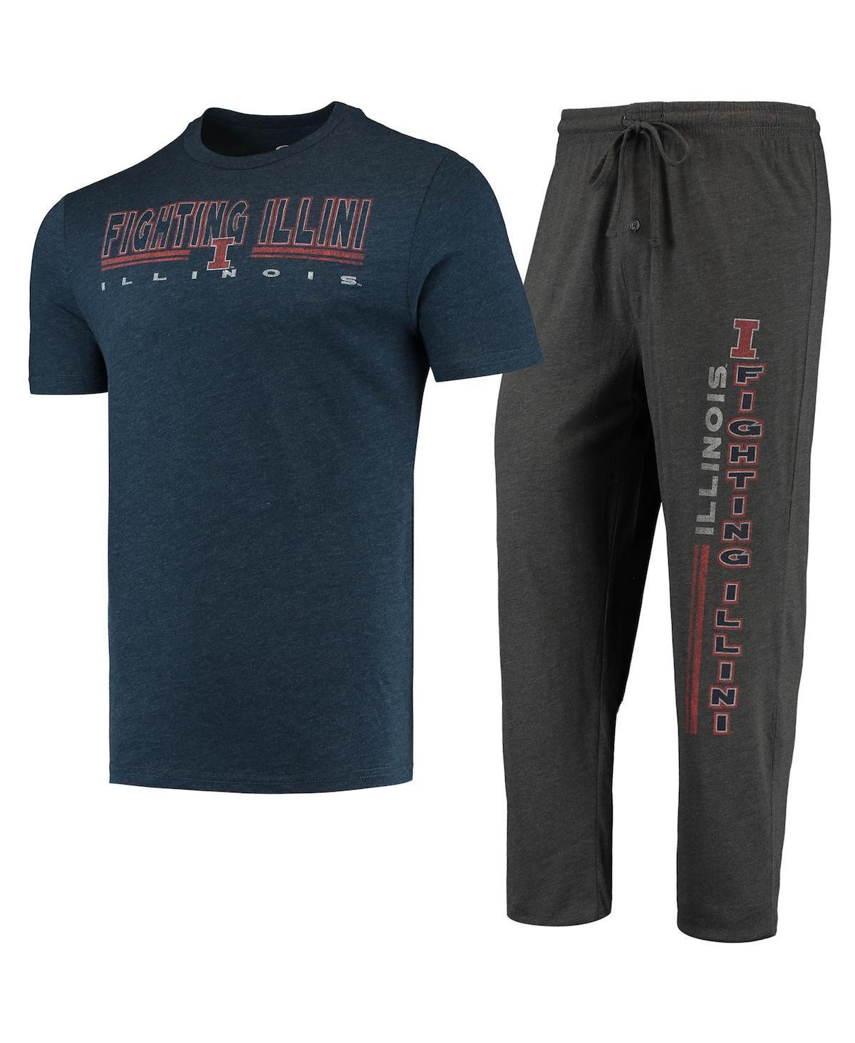 Mens Concepts Sport Heathered Charcoal Illinois Fighting Illini Meter T-shirt and Pants Sleep Set - Heathered Charcoal Product Image