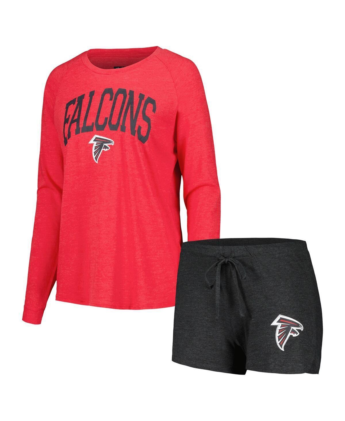 Womens Concepts Sport Black Atlanta Falcons Raglan Long Sleeve T-shirt and Shorts Lounge Set - Black Product Image