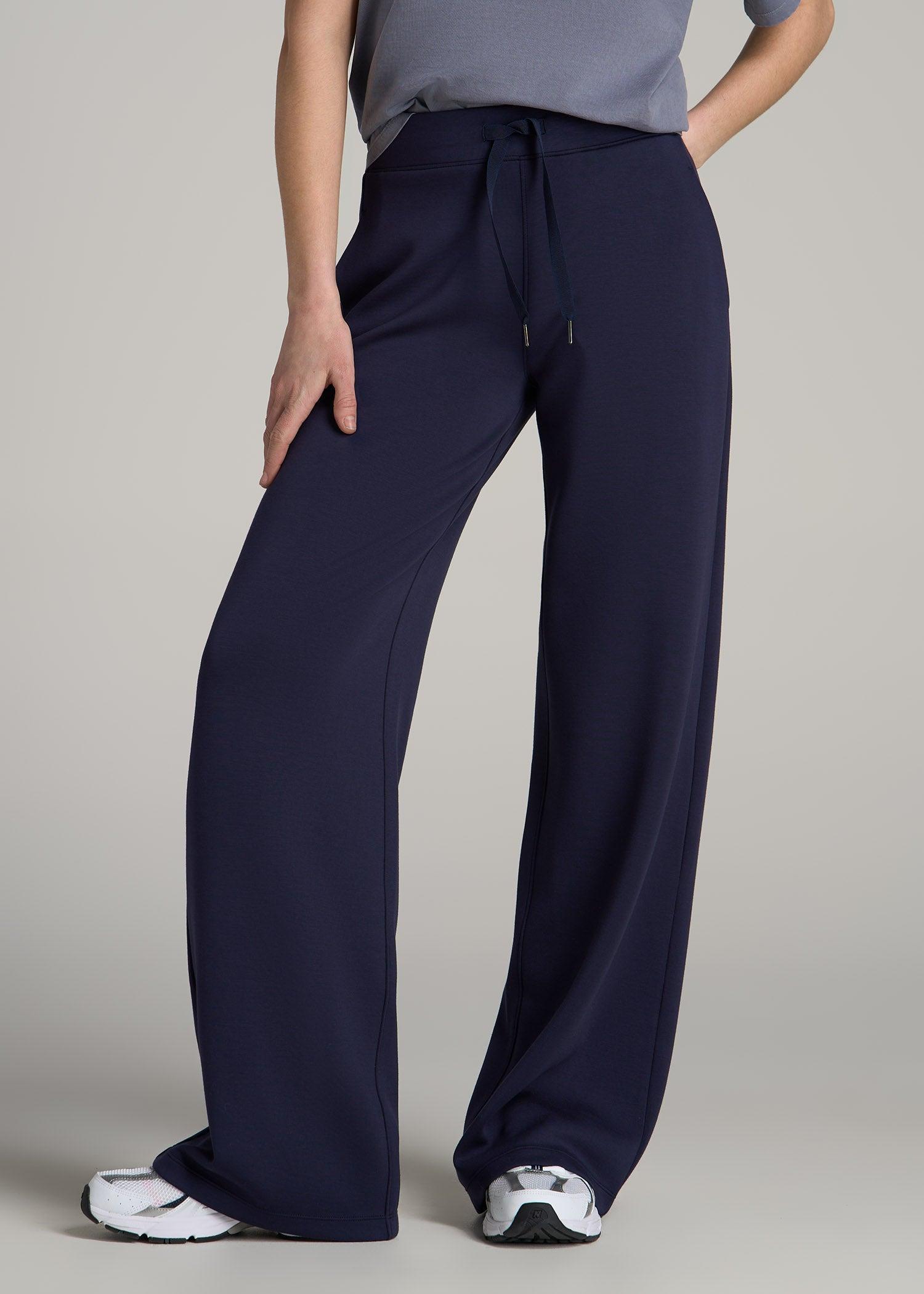 Pull-On Tie Waist Wide Leg Pants for Tall Women in Navy Product Image