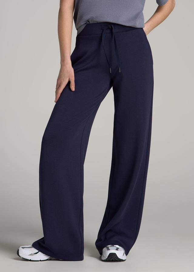 Pull-On Tie Waist Wide Leg Pants for Tall Women in Navy Product Image