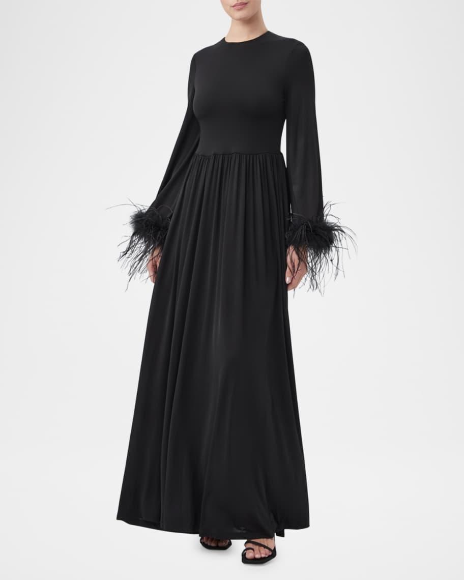 Orla Ruched Feather-Trim Gown Product Image