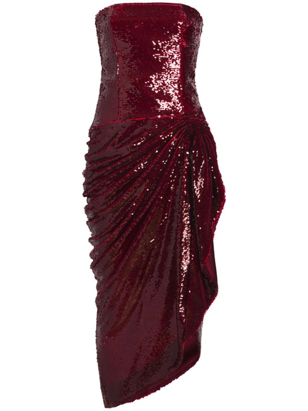 Shea Sequinned Midi Dress In Oxblood Product Image