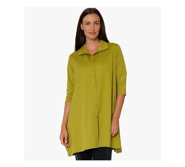 Stella Carakasi Womens 3/4 Sleeve Button-Front Cotton Poplin Shirt Top Tiburon Tunic Icon Product Image