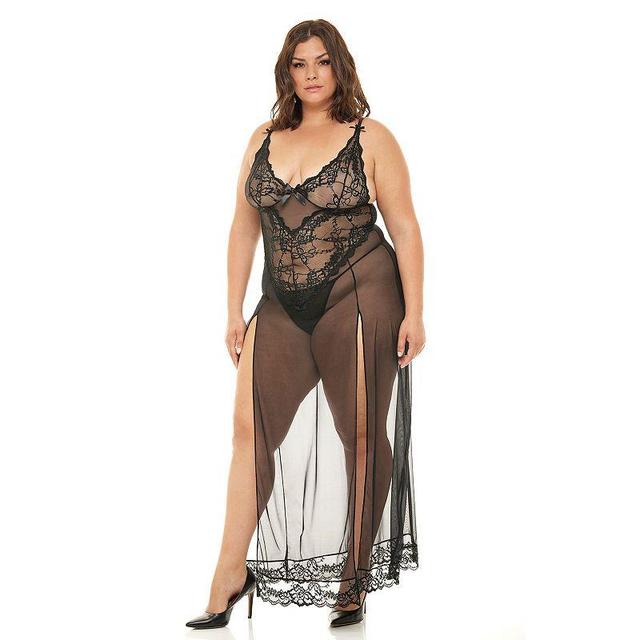 Plus Size Oh La La Cheri Valentine 2-piece Long Nightgown & Panty Lingerie Set 76-11495X, Womens Product Image