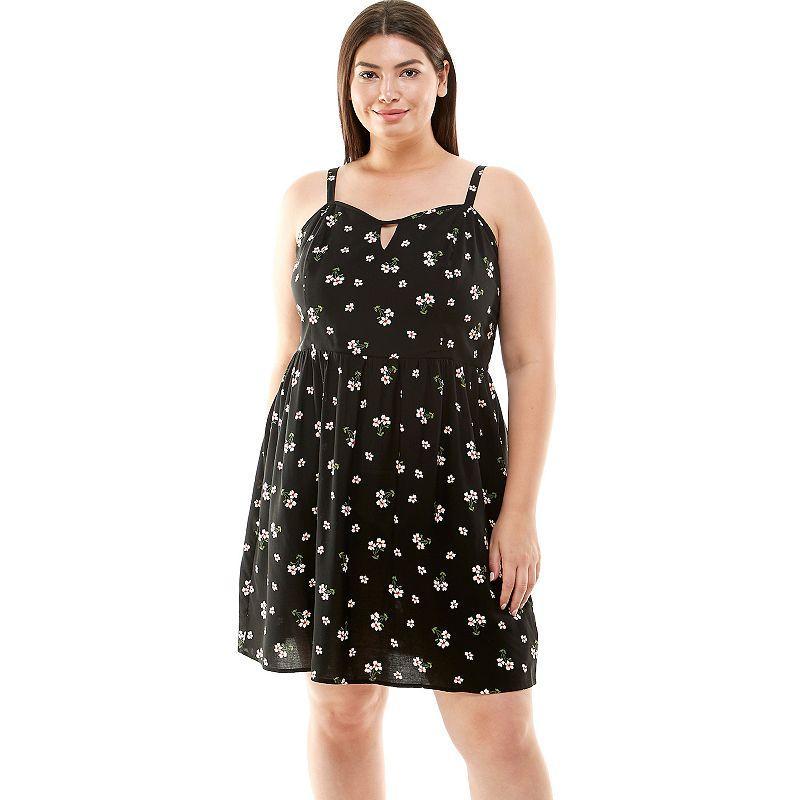 Juniors Plus Size As U Wish Smocked Keyhole Skater Dress, Womens product image