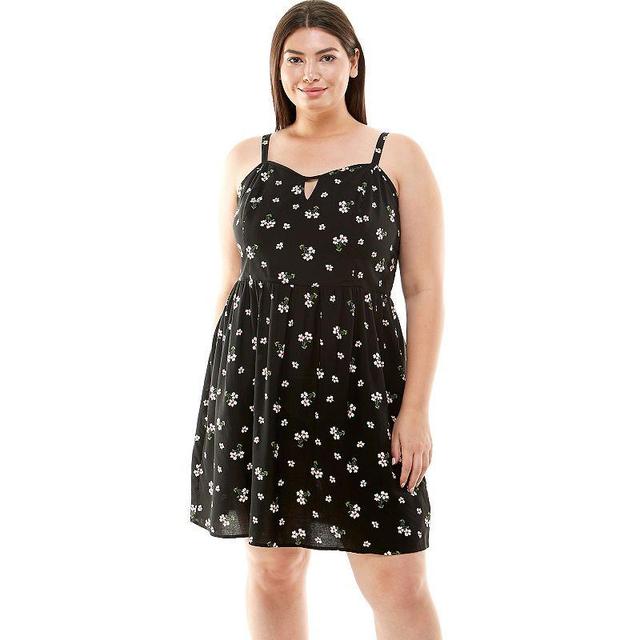 Juniors Plus Size As U Wish Smocked Keyhole Skater Dress, Womens Product Image