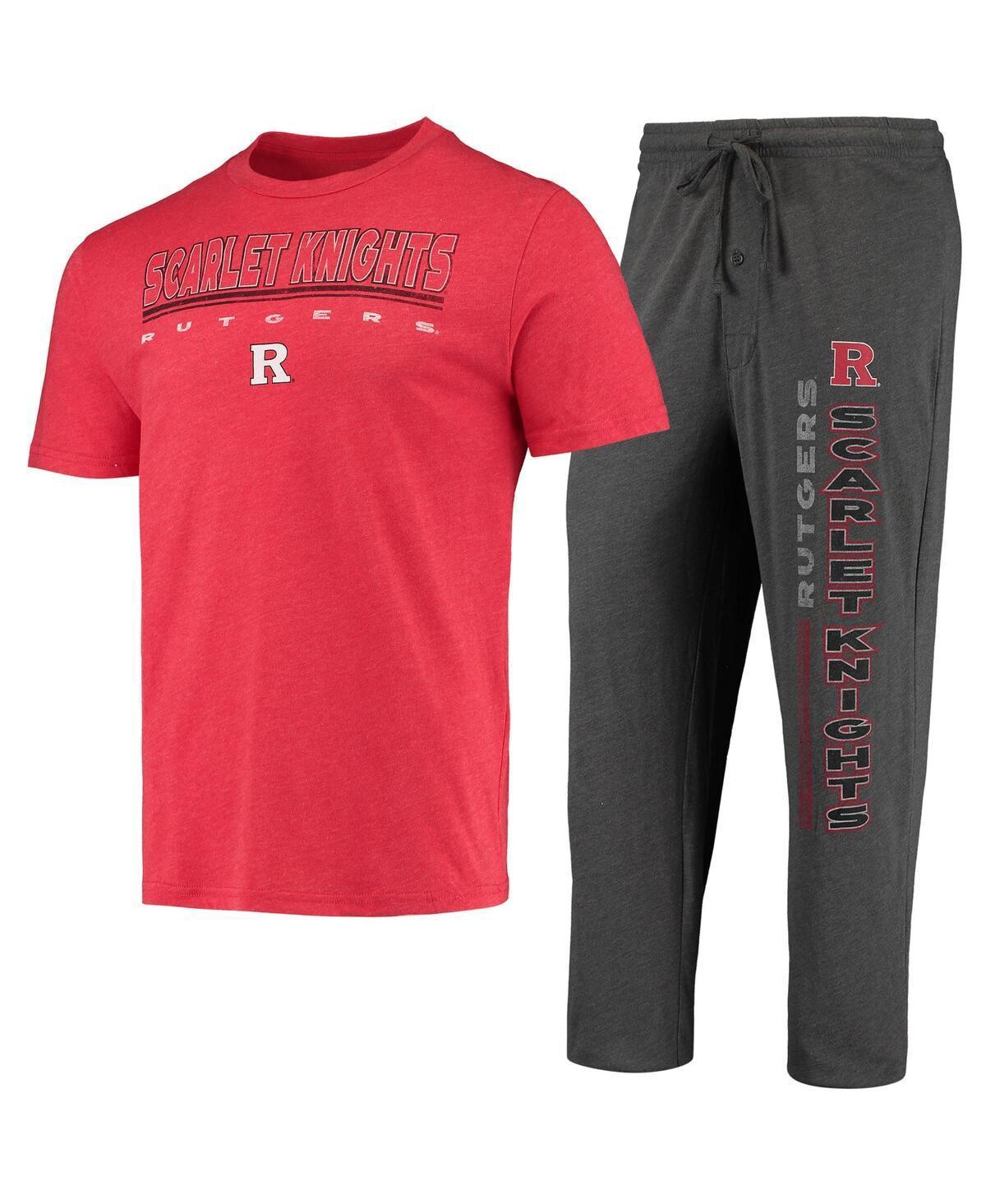 Mens Concepts Sport Heathered Charcoal Distressed Rutgers Scarlet Knights Meter T-shirt and Pants Sleep Set - Heathered Charcoal Product Image