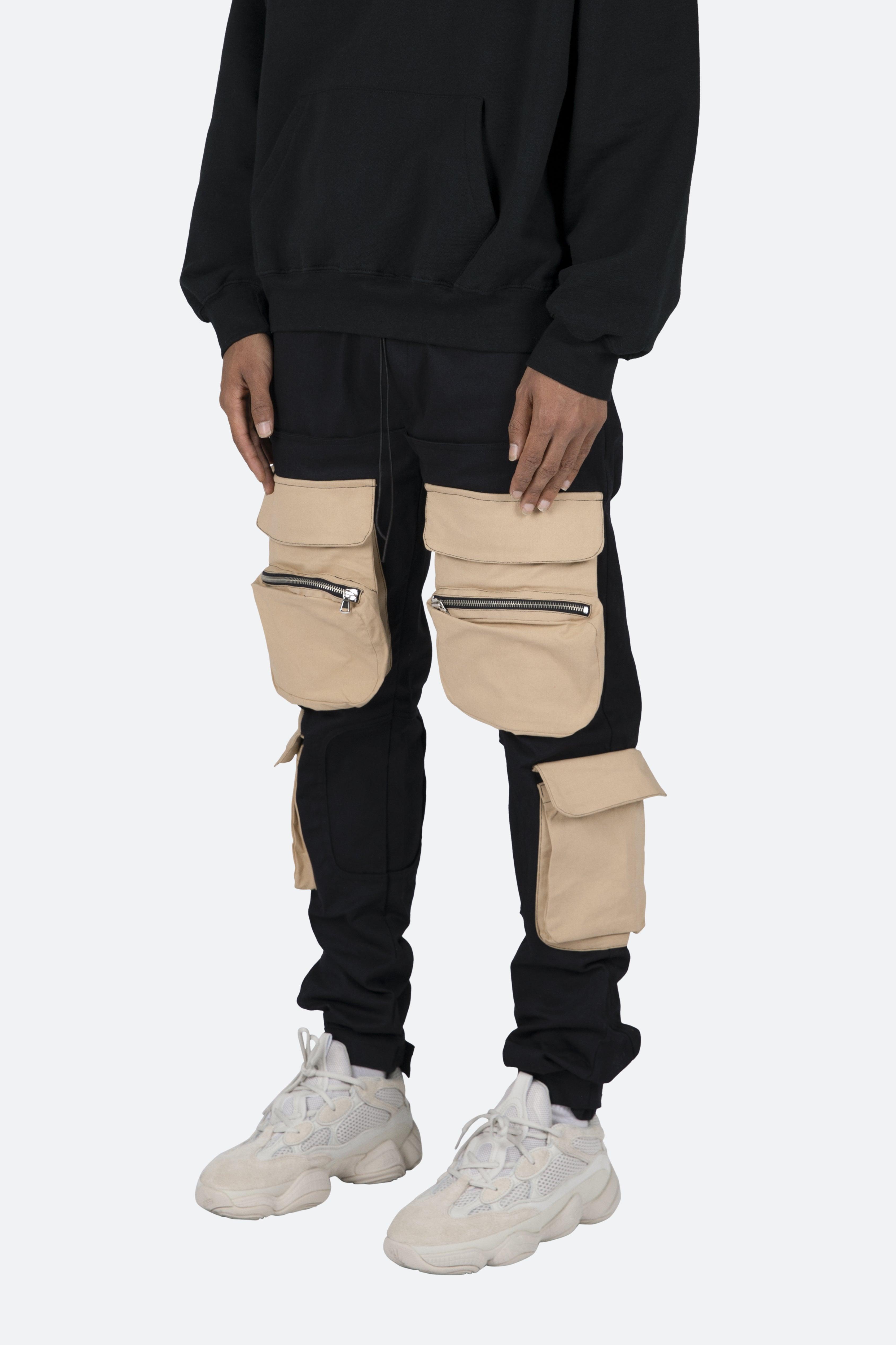 Contrast Cargo Pants - Black/Natural Male Product Image