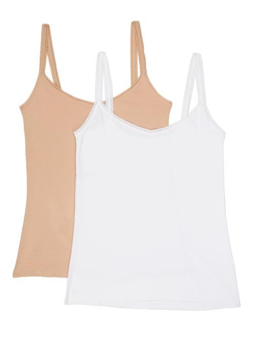 On Gossamer Womens Cotton Camisole, Pack of 2 1427P2 - Champagne, White product image