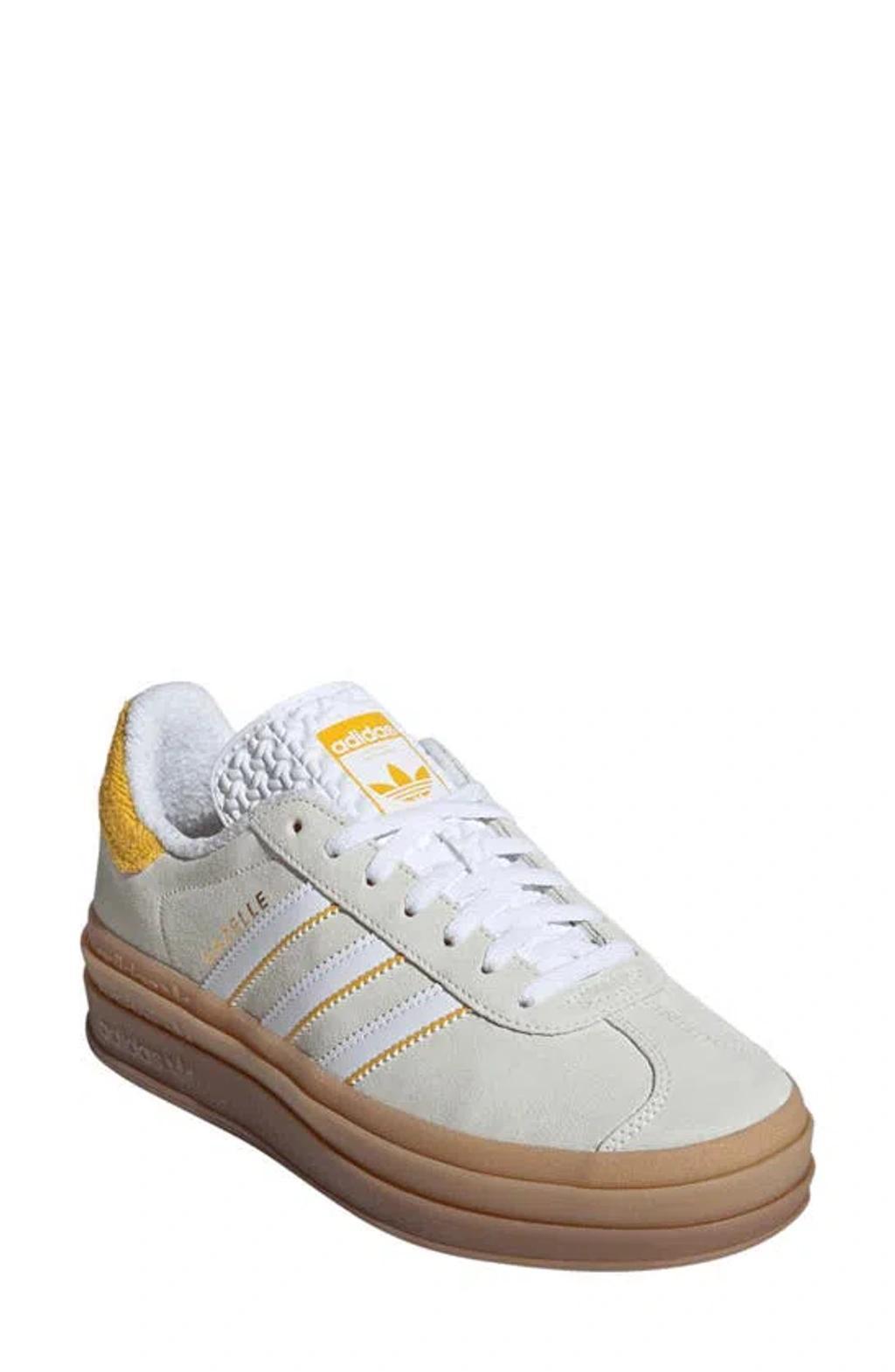 ADIDAS ORIGINALS Gazelle Bold Platform Sneaker In White,yellow Product Image