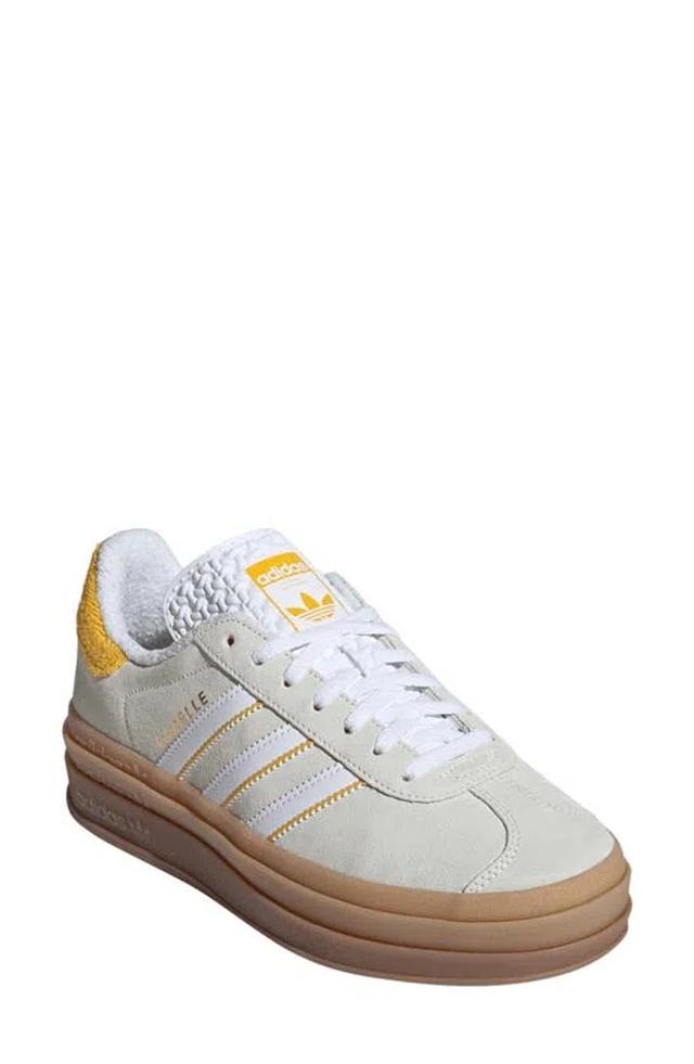 ADIDAS ORIGINALS Gazelle Bold Platform Sneaker In White,yellow Product Image