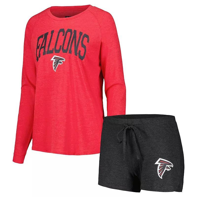 Womens Concepts Sport /Red Atlanta Falcons Raglan Long Sleeve T-Shirt & Shorts Lounge Set Product Image