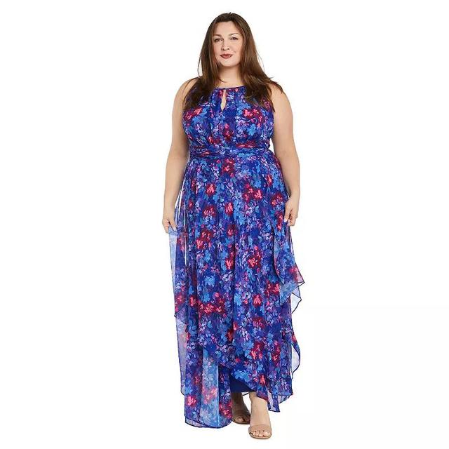 Plus Size R&M Richards Long Chiffon Halter Dress, Womens Product Image