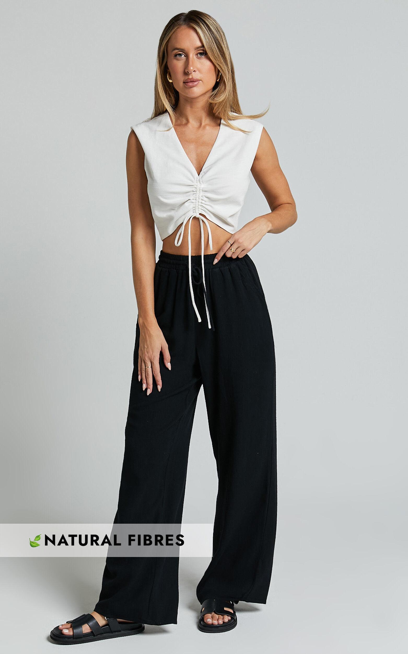 Kala Pants - Mid Waisted Relaxed Elastic Waist Pants in Black Product Image