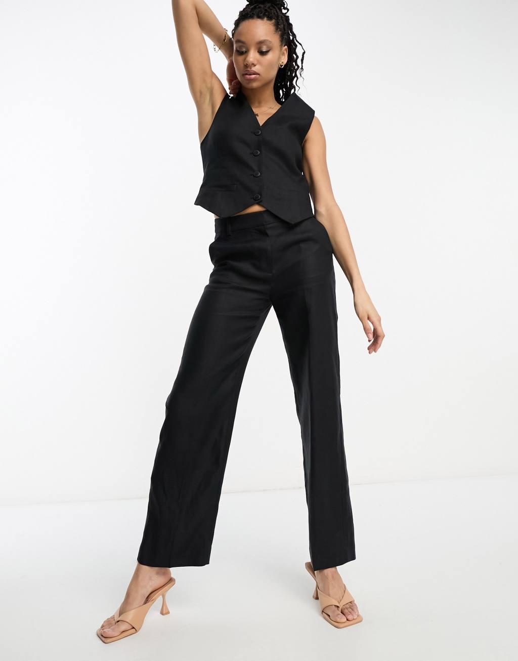 & Other Stories linen mix tailored pants in black - part of a set Product Image