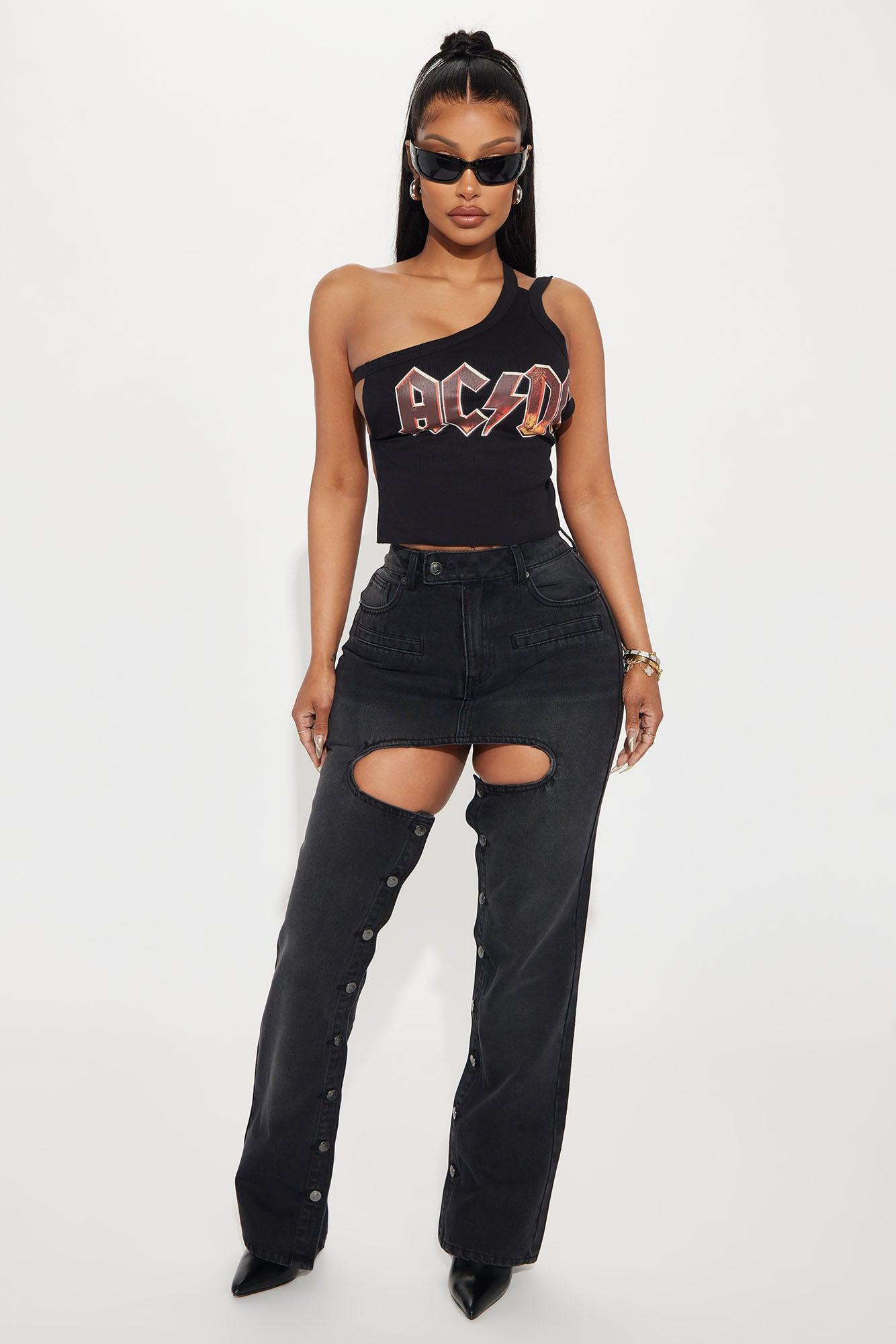 Brandi Button Up Straight Leg Jeans - Black Wash product image