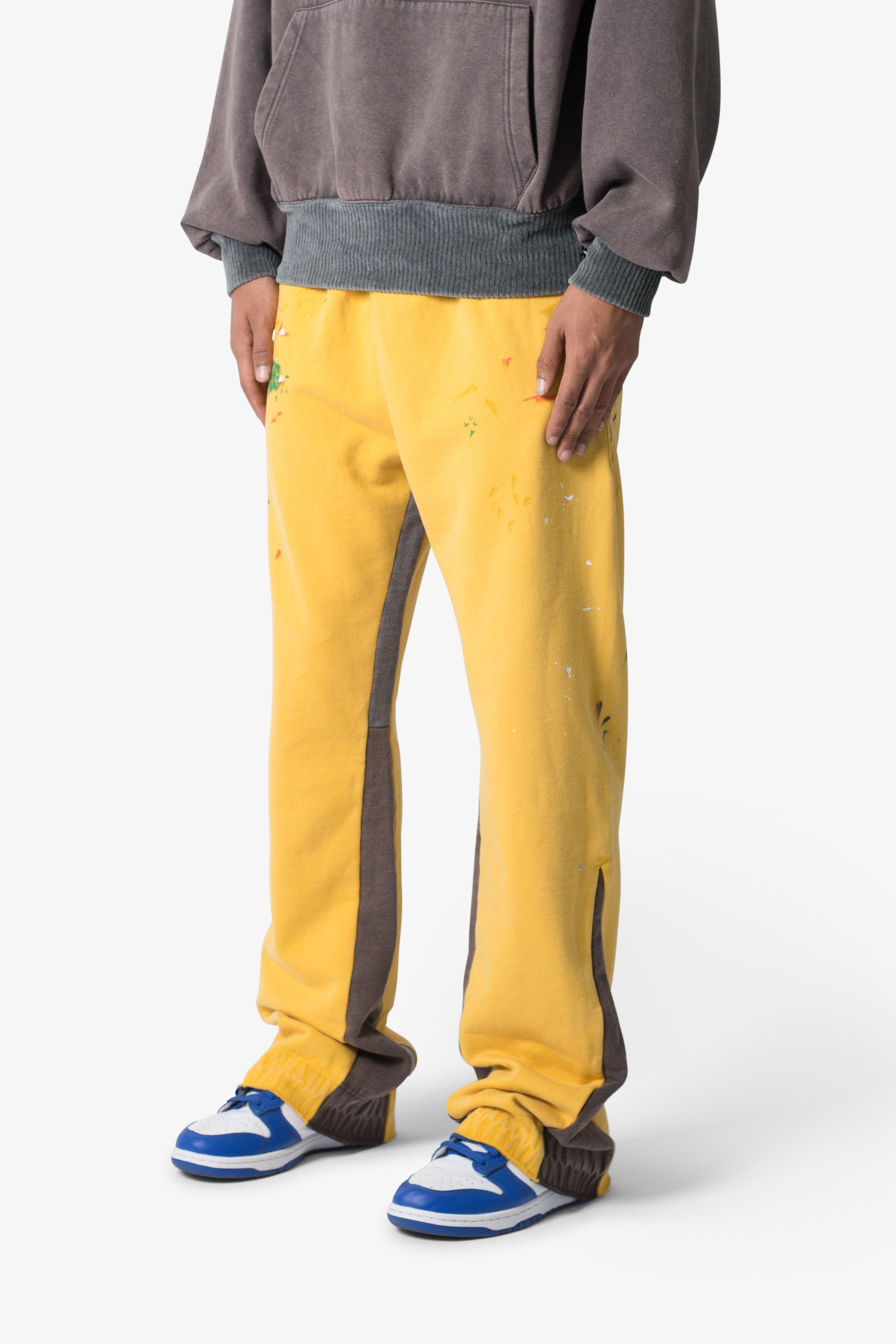 Contrast Bootcut Sweatpants - Yellow Product Image