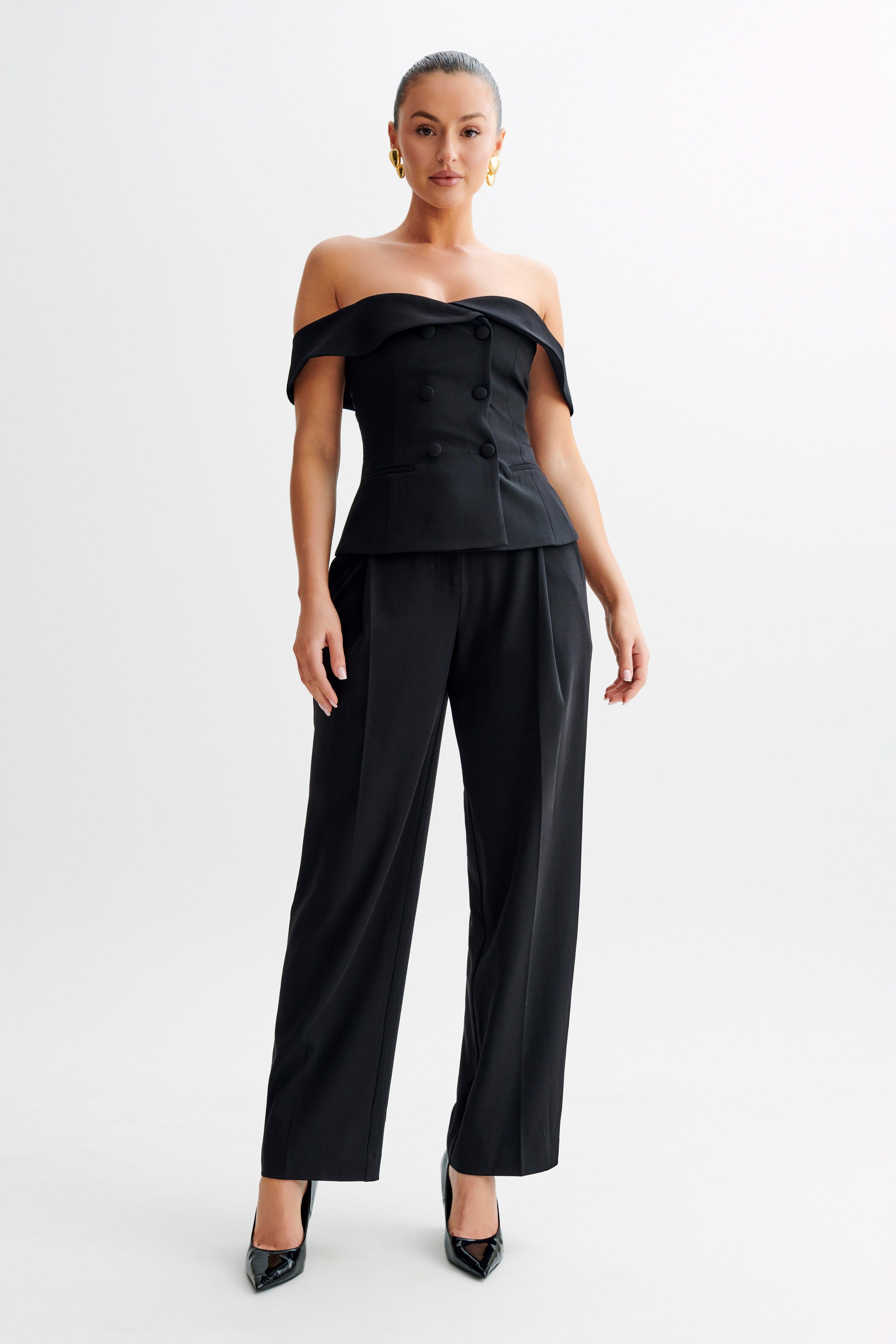 Krista Strapless Suiting Top - Black Product Image