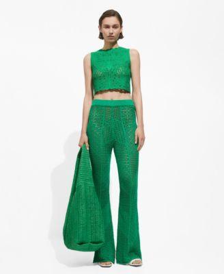 Mango Womens Openwork Knit Pants Product Image