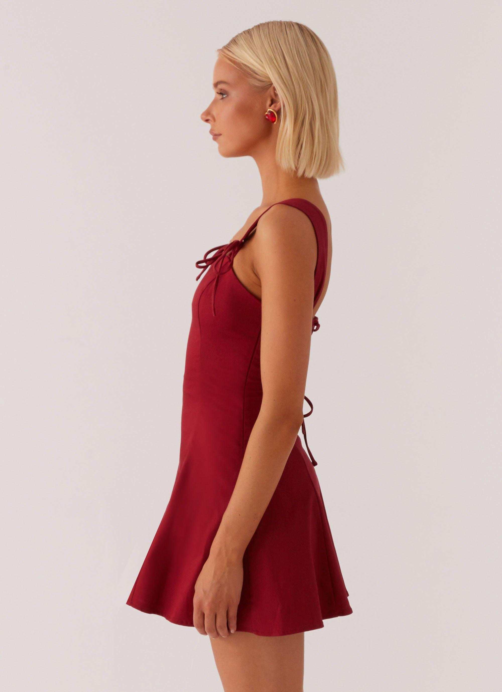 Jamaya Tie Mini Dress - Red Product Image