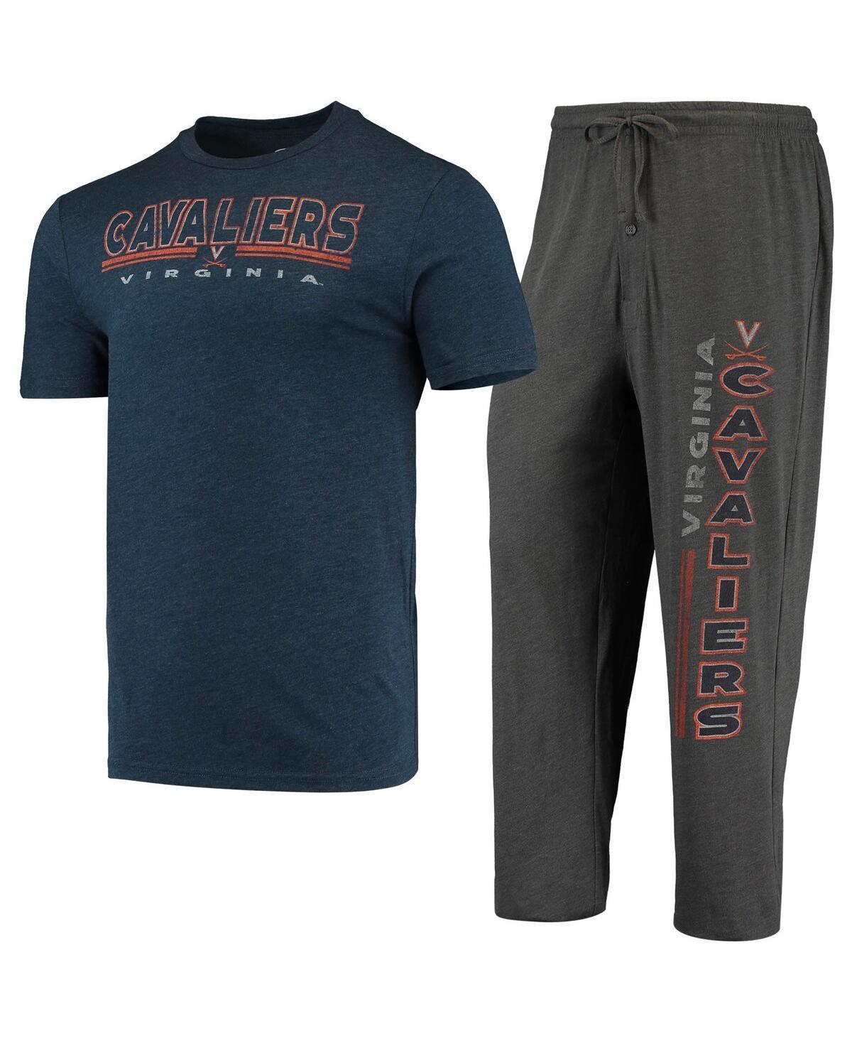 Mens Concepts Sport Heathered Charcoal Distressed Virginia Cavaliers Meter T-shirt and Pants Sleep Set - Heather Charcoal Product Image