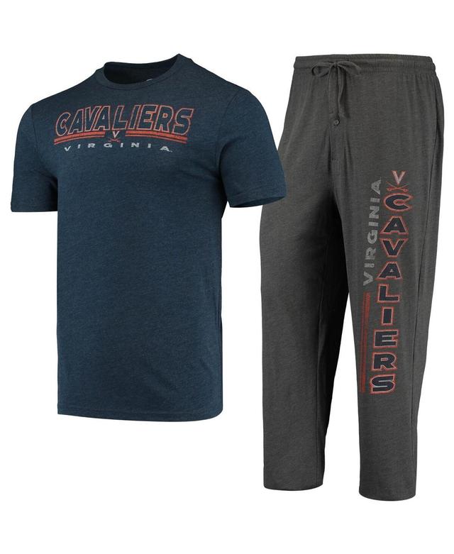 Mens Concepts Sport Heathered Charcoal/Navy Virginia Cavaliers Meter T-Shirt & Pants Sleep Set Product Image